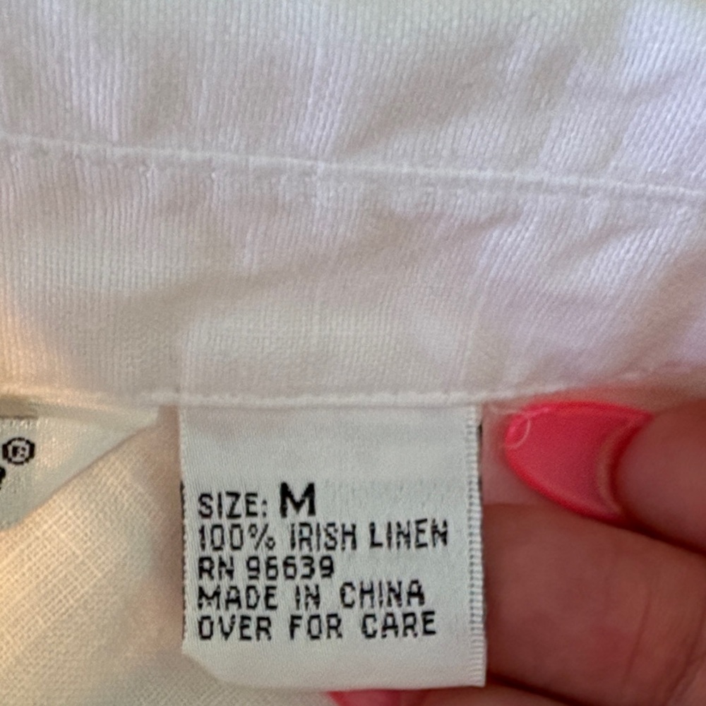 Elegant White Irish Linen Blouse with Embroidered Details - Picture 15 of 15